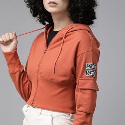 The Roadster Lifestyle Co. Crop Hooded Sweatshirt With Pocket Detail-image-66