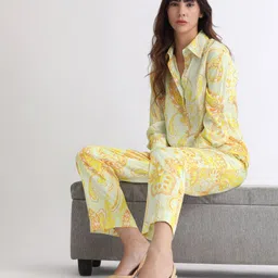 RAREISM Women Paisley Print Satin Trousers-image-76