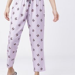 Tokyo Talkies Women Lavender & Black Printed Lounge Pants-image-99