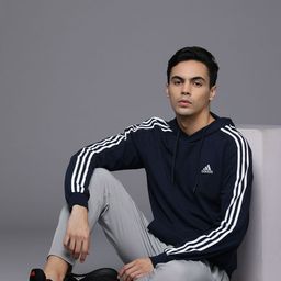 ADIDAS Men 3-Striped Hooded Sweatshirt-image-73