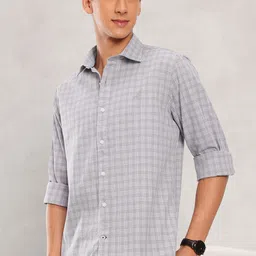 Nautica Men Premium Checked Cotton Linen Casual Shirt-image-52