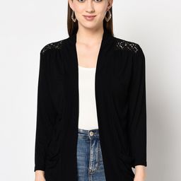 Espresso Women Black Solid Open Front Shrug-27