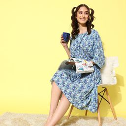 Secret Wish Floral Printed Kaftan Nightdress-image-14