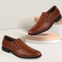 FAUSTO Men Tan Brown Solid Formal Slip-Ons-image-31