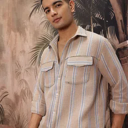 Sangria Opaque Striped Casual Shirt-picture-28
