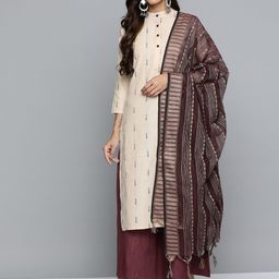 Jompers Woven Design Kurta With Palazzos & Dupatta-33