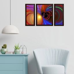 WENS Set of 3 Yellow & Red Beautiful Mountain View Wall Paintings-14