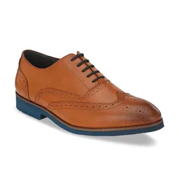 San Frissco Men Tan-Brown Textured Leather Formal Brogues Shoes-image-47
