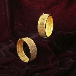 Adwitiya Collection Set Of 2 24K Gold-Plated Handcrafted Bangles-image-5