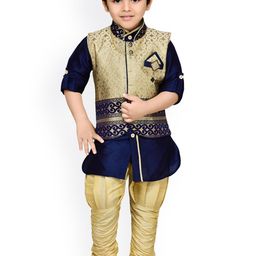 Aj DEZInES Boys Blue & Beige Printed Kurta With Churidar-image-46