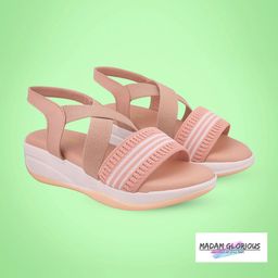 Madam Glorious Peach Solid Wedge Heels-57