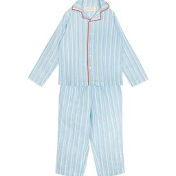 My Little Lambs Unisex Kids Blue & White Striped Night suit-image-97