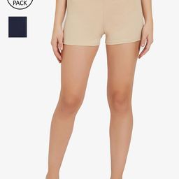 Soie Women Mid Rise Breathable Cotton Spandex Mid Thigh Length Cycling Shorts-Pack of 2-image-34