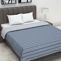 Divine Casa Blue & White Abstract AC Room 110 GSM Double Bed Dohar-image-39