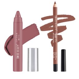 SWISS BEAUTY Set of Bold Matt Lip Liner Pencil & Lip Stain Matte Lipstick-6