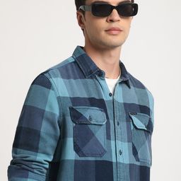 THE BEAR HOUSE Slim Fit Buffalo Checked Pure Cotton Casual Shirt-image-97