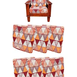 ohello Beige & Orange self designed Elasticated Sofa Cover-image-80