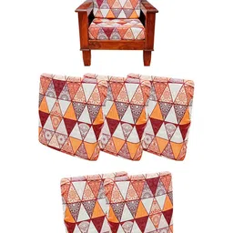 ohello Beige & Orange self designed Elasticated Sofa Cover-image-49