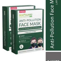 BOD GUARD Unisex Pack of 2 Black 5-Ply Reusable N95/KN95 Masks-54