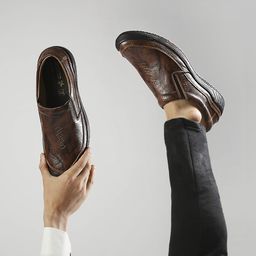 Buckaroo Men Brown Genuine Leather Lightweight Slip-On Shoes-image-61