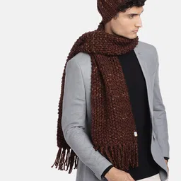 Magic Needles Men Self Design Acrylic Beanie & Scarf Set-image-32
