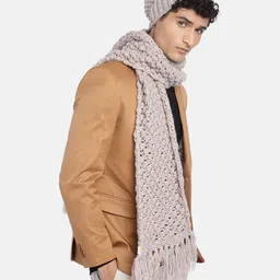 Magic Needles Men Self Design Acrylic Beanie & Scarf Set-image-70