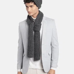 Magic Needles Men Self Design Acrylic Beanie & Scarf Set-image-31