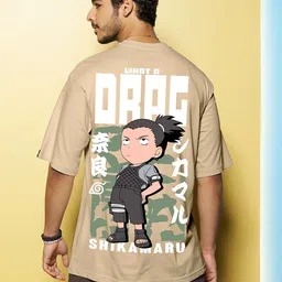 Bewakoof Brown Naruto Graphic Printed Drop-Shoulder Sleeves Oversized Cotton T-shirt-image-13