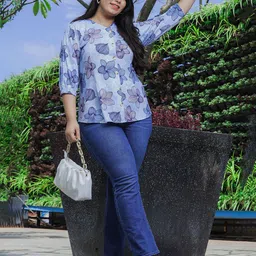 9shines Label Plus Size Floral Printed V-Neck Shirt Style Top-picture-24
