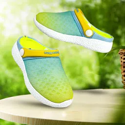 KazarMax Unisex Kids Fluorescent Green & Blue Clogs Sandals-image-22