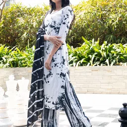 AKS Abstract Printed Pure Cotton Straight Kurta & Palazzos with Dupatta-9