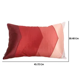 Home Maroon & Peach-Coloured Set of Single Striped Rectangle Cushion Covers image 4