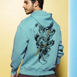 Bewakoof Monkey King Graphic Printed Oversized Hooded Fleece Pullover Sweatshirt-picture-52