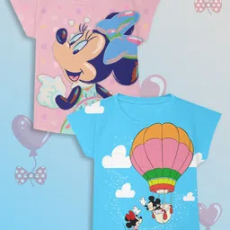 YK Disney Girls Pack Of 2 Minnie Mouse Printed Extended Sleeves T-shirt-image-40