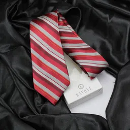 KOVOVE Men Red & White The Selective Striped Broad Tie-15