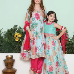 Bitiya by Bhama Girls Printed Gotta Patti Ready to Wear Lehenga & Blouse With Dupatta-picture-29