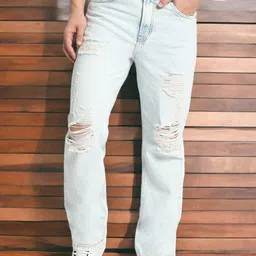 Bene Kleed Men Straight Fit Mid-Rise Highly Distressed Heavy Fade Pure Cotton Jeans-image-15