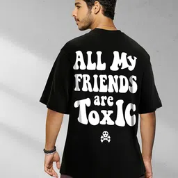 Bewakoof Men Black & White Typography Printed Oversized T-shirt-image-68