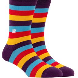 SockSoho Men Multicoloured Striped Above Ankle-Length Socks-0