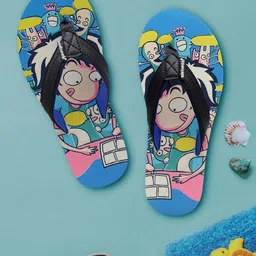 Solethreads Unisex Kids Black & Blue Printed Thong Flip-Flops-49