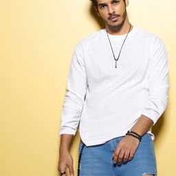 Bewakoof Men White Solid Round Neck Pure Cotton T-shirt-image-70