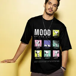 Bewakoof Peanuts Printed Drop Shoulder Sleeves Cotton Oversize Fitted T-shirt-image-10