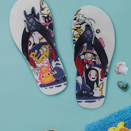 Solethreads Unisex Kids Navy Blue & White Printed Thong Flip-Flops-16