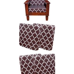 ohello Brown White 4 Piece Self Design Elasticated Sofa Covers-33