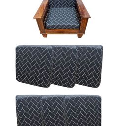 ohello Grey White 6 Pieces Self Design Elasticated Sofa Covers-19
