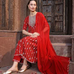 Stylum Ethnic Motifs Printed Sequinned Kurta with Trousers & With Dupatta image 2