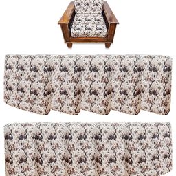 ohello Beige & Grey Floral Printed Elasticated Sofa Cover-image-31