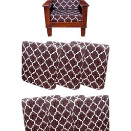 ohello Brown 6 Pieces Self Design Elasticated Sofa Cover-26