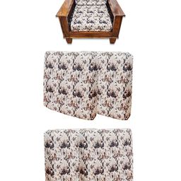 ohello Beige & Grey 4 Pieces Floral Printed Elasticated Sofa Cover-12