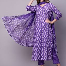 KALINI Ethnic Motifs Printed Kurta With Trousers & Dupatta-picture-20